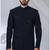 Blue rayon hand woven bandhgala for mens