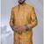 Yellow silk embroidered indo western for mens