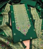 Green designer partywear paithani banarasi dress material