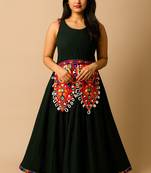 Navratri Black Rayon lehenga set for womens-Free Size