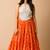 Navratri Orange Crepe Mirror Work Lehenga Set for womens-Free Size