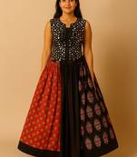 Navratri Black Cotton navratri lehenga set for womens-Free Size