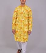 Bluesaanchi men's chikankari threadwork & sequin kurta set – lemon yellow