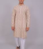 Bluesaanchi men's chikankari threadwork & sequin kurta set –pink white