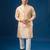 Peach mirror embroidered silk nehru jacket set