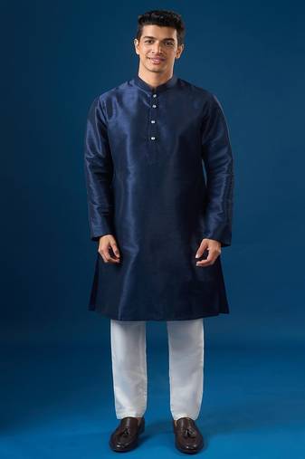 Purple embroidered silk nehru jacket set