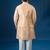 Peach mirror embroidered silk nehru jacket set