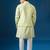 Green embroidered cotton silk nehru jacket set