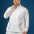 White embroidered cotton silk nehru jacket set