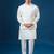 White embroidered cotton silk nehru jacket set