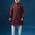 Maroon embroidered silk nehru jacket set
