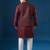 Maroon embroidered silk nehru jacket set