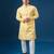 Yellow printed cotton silk kurta set