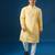 Yellow printed cotton silk kurta set