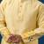 Yellow printed cotton silk kurta set
