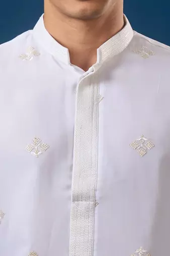 White embroidered georgette kurta set