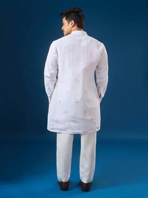 White embroidered georgette kurta set 4