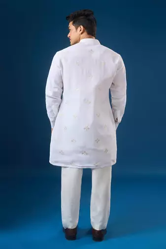 White embroidered georgette kurta set