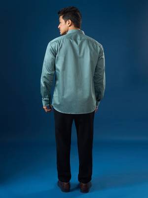Green plain crepe shirt 3