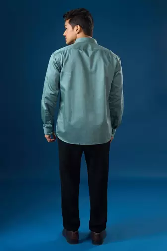 Green plain crepe shirt