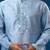 Blue embroidered cotton silk kurta set