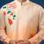 Peach printed cotton silk nehru jacket set