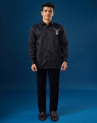 Black plain crepe shirt 1