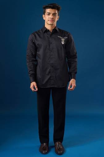 Black plain crepe shirt