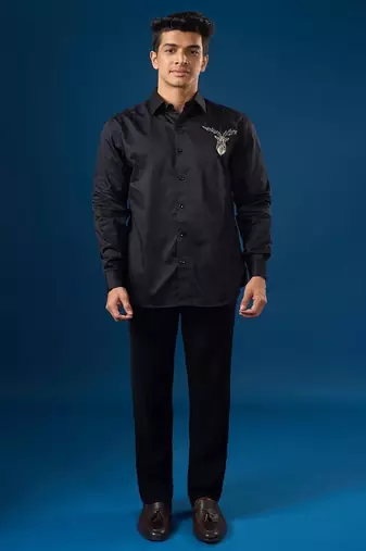Black plain crepe shirt
