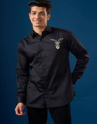 Black plain crepe shirt 2