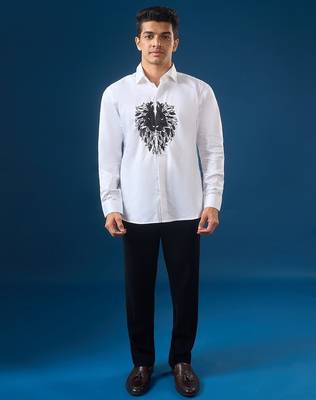 White embroidered crepe shirt 1