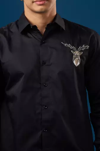 Black plain crepe shirt