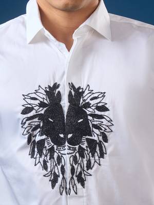 White embroidered crepe shirt 3