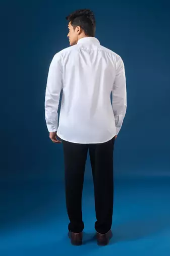 White embroidered crepe shirt