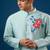 Blue printed cotton silk kurta set