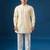 Cream embroidered cotton silk nehru jacket set