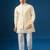 Cream embroidered cotton silk nehru jacket set
