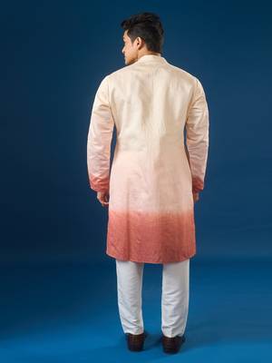 Pink embroidered cotton silk kurta set 5