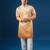 Yellow embroidered cotton silk kurta set