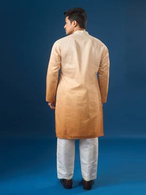 Yellow embroidered cotton silk kurta set 5
