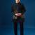 Black embroidered cotton silk jacket set