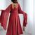 Flowy Maroon Long Anarkali With Matching Dupatta     Elegant Occasion Wear