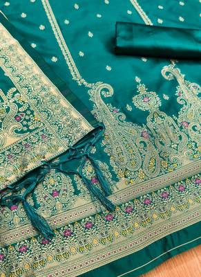 Rama designer partywear paithani banarasi dress material 4