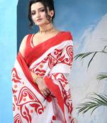 White red cotton handloom shaktisundari mulmul saree