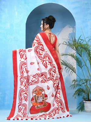 White red cotton handloom shaktisundari mulmul saree 2