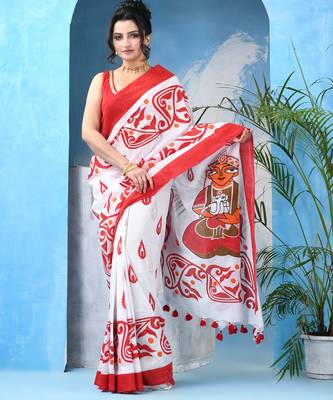 White red cotton handloom shaktisundari mulmul saree 3