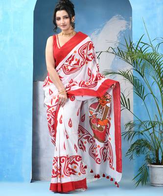 White red cotton handloom shaktisundari mulmul saree 4