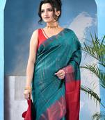 Green  cotton silk kanjivaram suvarna kolkaa saree with blouse piece