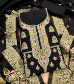 Black designer partywear paithani banarasi dress material