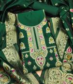 Green designer partywear paithani banarasi dress material